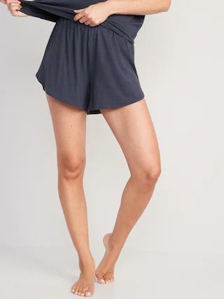 High-Waisted Sunday Sleep Dolphin-Hem Pajama Shorts for Women -- 3.5-inch inseam | Old Navy (US)