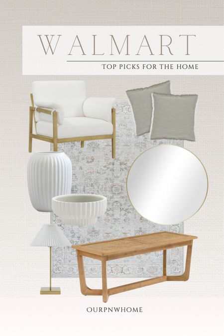 Top picks for the home from Walmart!

Neutral home, summer home, light blue area rug, Walmart home, wood bench, entryway bench, white accent chair, armchair, neutral throw pillows, round wall mirror, fluted vase, white vase, fluted planter pot, white planter, gold table lamp, fluted lamp shade

#LTKStyleTip #LTKxWalmart #LTKHome