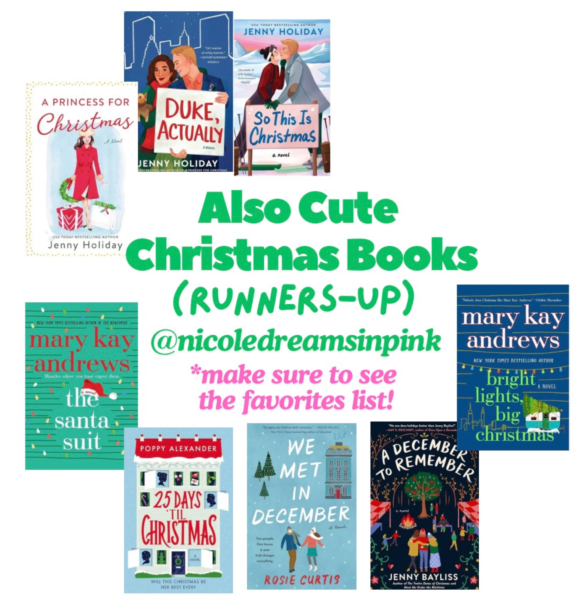 Runners-Up!✨🎄📚 
… I did a round-up of my fave Christmas Season reads (see other post), and had a few more to share - these were a few more that I also really enjoyed (just not quite as much as the Faves list: BUT if you’ve already read those and are looking for more cozy holiday reads, I can put my stamp of approval on these too!)

* Besides the other post with Christmas Reads Faves, I also have one with my fave pics from those I’m most excited to read publishing this year / season!

Details in IG reels / posts at @nicoledreamsinpink!

#LTKSeasonal #LTKGiftGuide #LTKHoliday