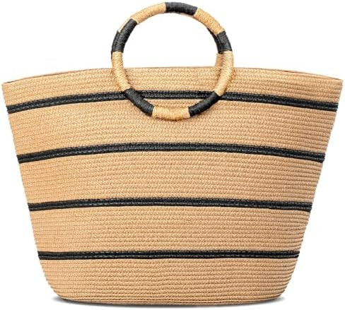 TOFUNTOY Beach Bags for Women Straw Tote Bag Summer Beach Bag Large Woven Straw Tote for Vacation... | Amazon (US)