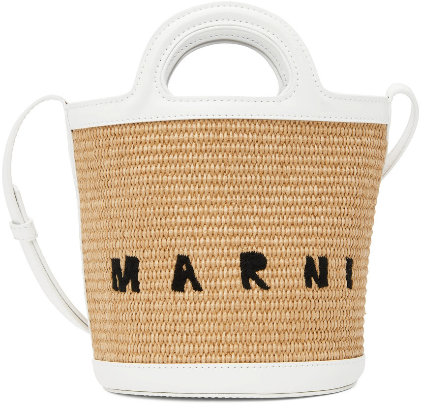 Marni White Mini Tropicalia Bucket Bag | SSENSE