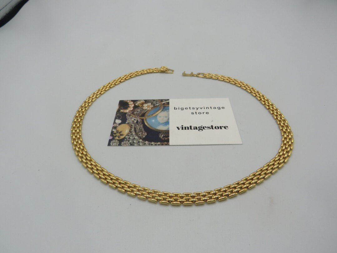 lovely vintage gold tone panther link necklace, simple but beautiful, any occasion piece, great c... | Etsy (UK)