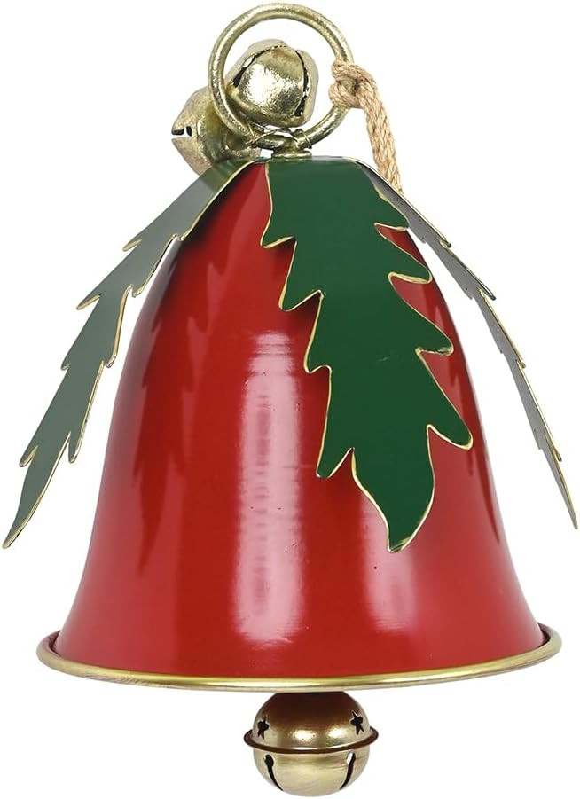 Red Metal Christmas Bell Vintage Rustic Large Xmas Jingle Bells Farmhouse Christmas Tree Hanging ... | Amazon (US)