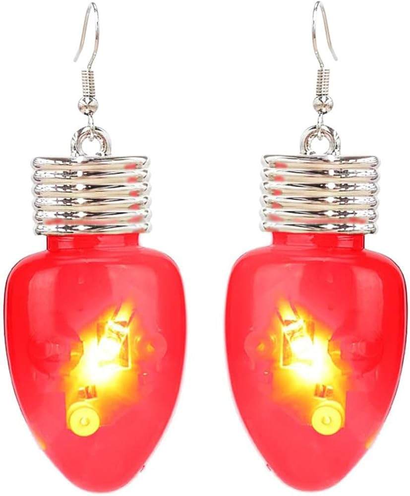 Fashion LED Light Bulb Dangle Drop Earrings Color Bulbs Light Up Dangling Charm Glow in The Dark ... | Amazon (US)