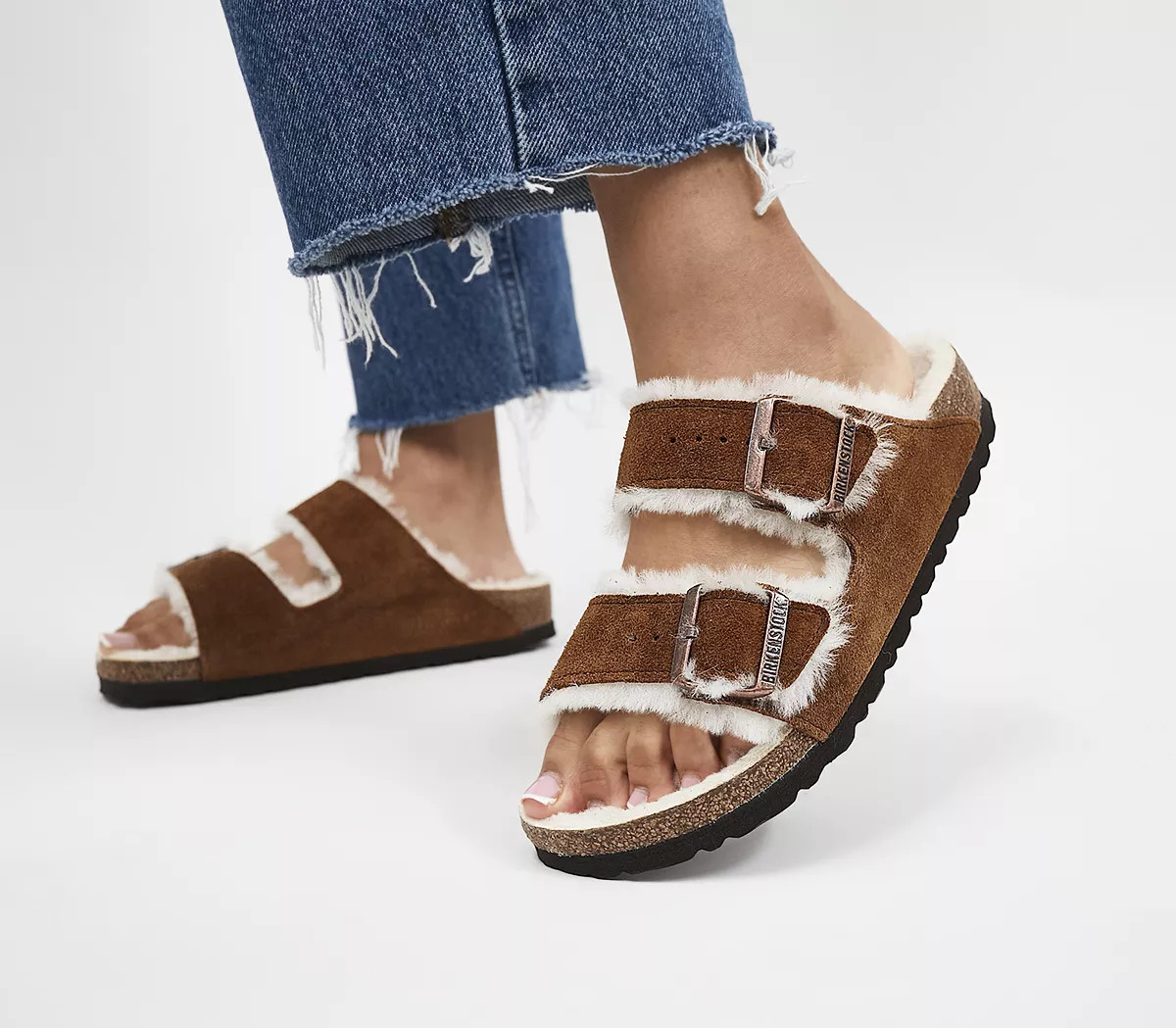 BIRKENSTOCK
								Arizona Shearling Sandals
								Mink | OFFICE London (UK)
