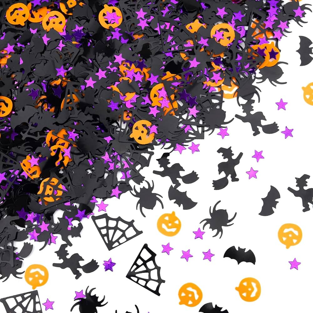 5000 PCS Halloween Confetti Glitter, Confetti Metallic Sequins Pumpkin Spider Webs Foil Bats for ... | Amazon (US)