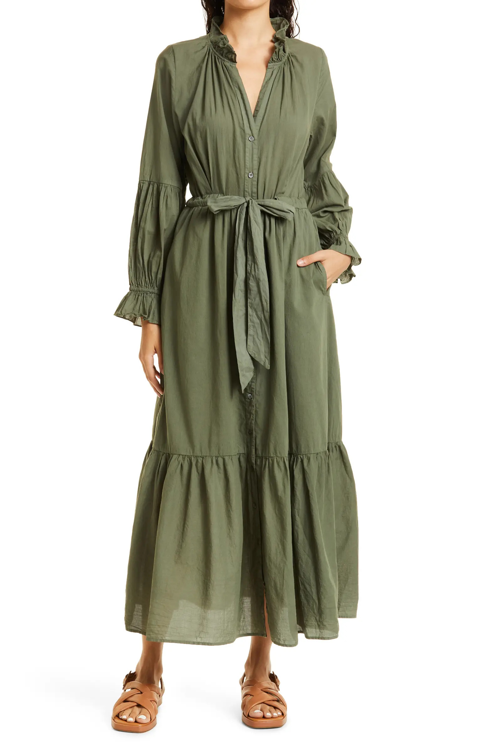 XÍRENA Lark Tiered Tie Waist Long Sleeve Maxi Dress | Nordstrom | Nordstrom