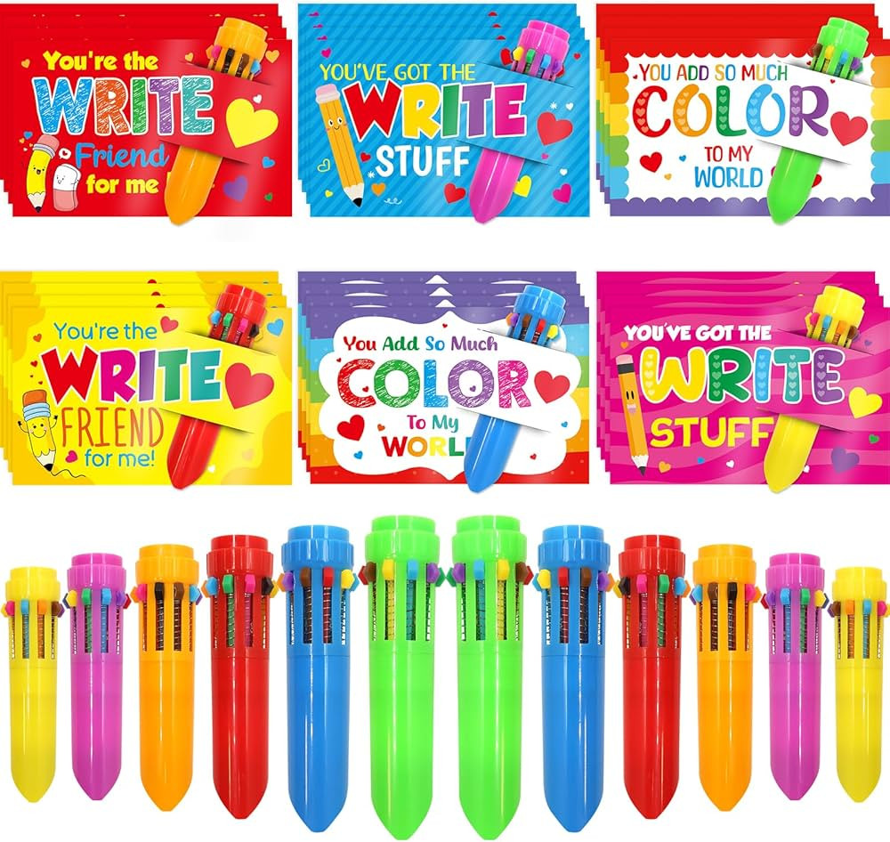 WorldBazaar Valentines Day Cards And Ballpoint Pens 24 Pack Kids Valentine's Day Gifts Classroom ... | Amazon (US)