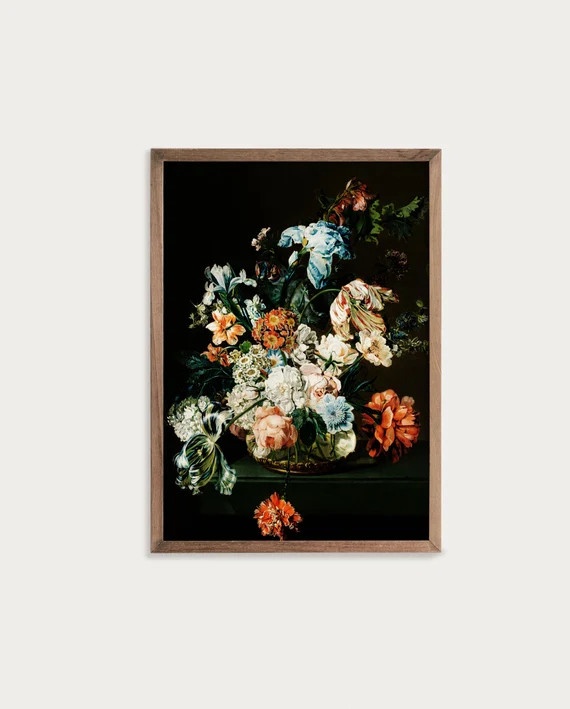 Moody Flower Still Life  Vintage Oil Painting  Bouquet Print - Etsy | Etsy (US)