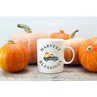 Harvest Blessings Orange Pumpkin Farmhouse Truck Coffee Mug, Fall Autumn Mug | Etsy (US)
