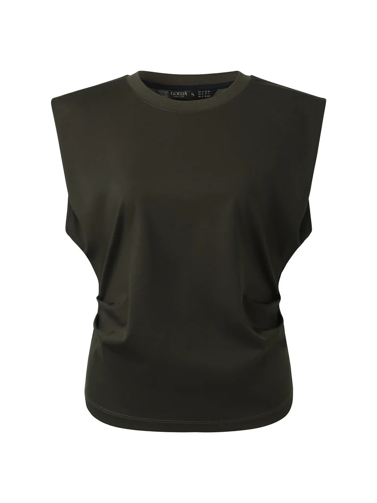 Tencel-blend Ruched Waist Women Knit Tank Top | GOELIA