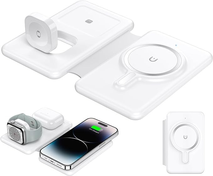 Wireless Charger for iPhone - 3 in 1 Charging Station for Apple Devices, Travel Magnetic Charger ... | Amazon (US)