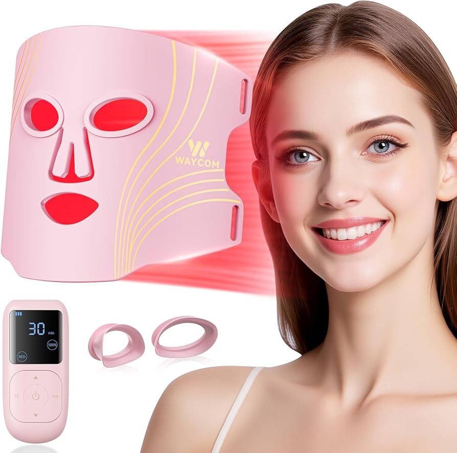 WAYCOM Red Light Therapy for Face: 4-Modes Portable LED Light Therapy for Skin Care - 400 LEDs Bl... | Amazon (US)