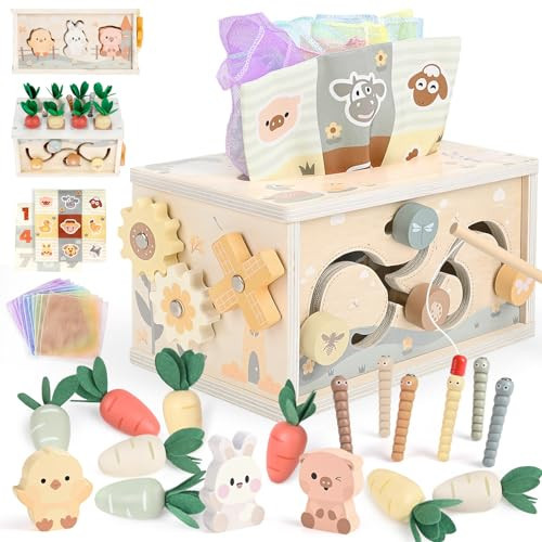DINORUN Baby Tissue Box Toy - Baby Toys 12-18 Months Montessori Toys for Babies 12-18 Months with Crinkle, Infant Activity Cube Sensory Christmas Stocking Stuffers Learning Toy | Amazon (US)