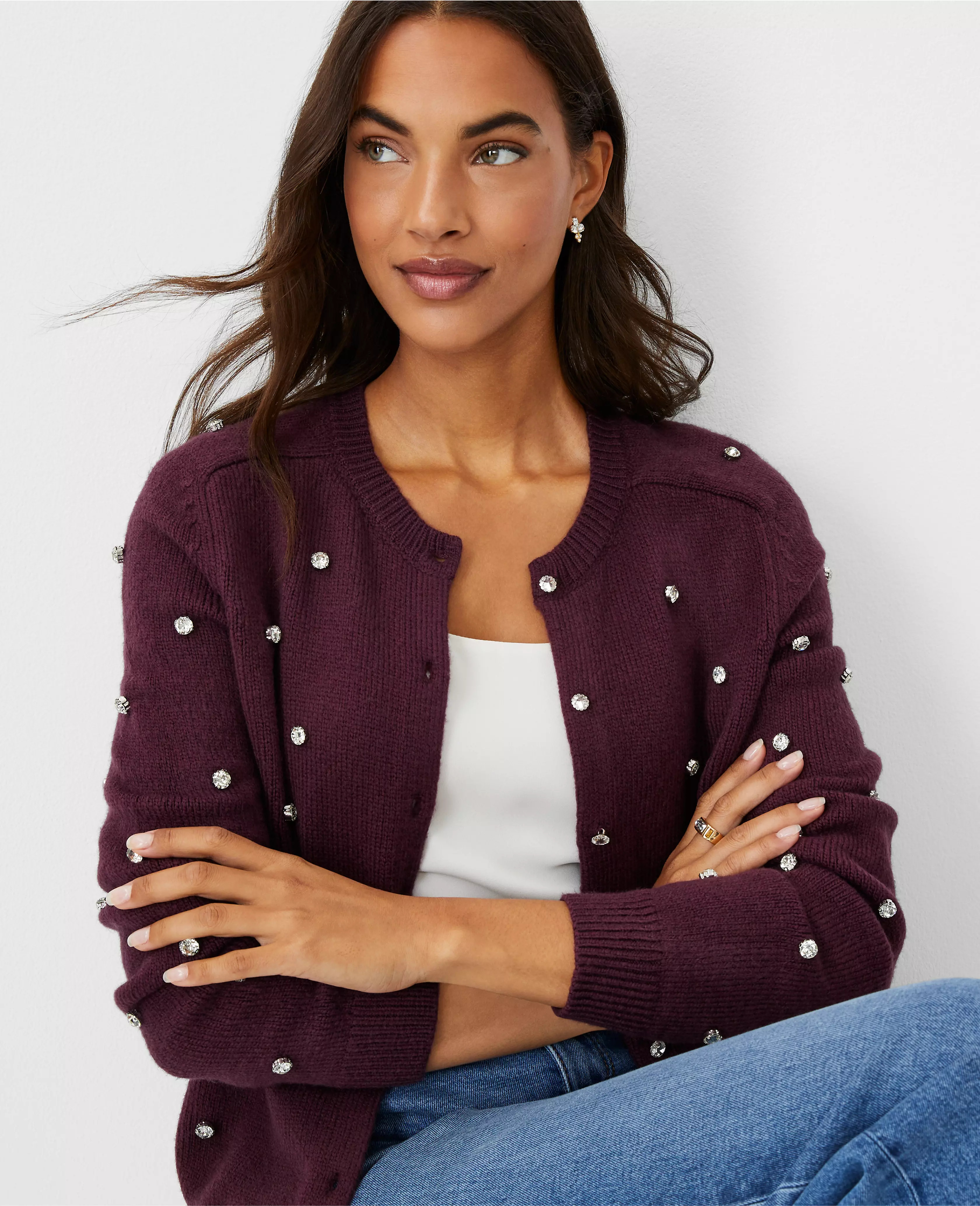 Rhinestone Embellished Cardigan | Ann Taylor (US)