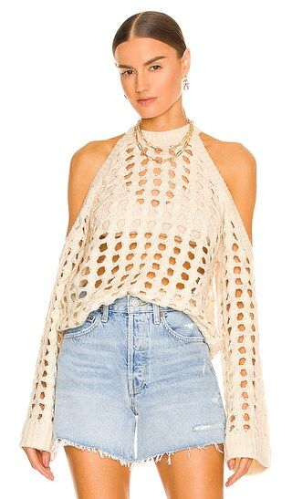 Inez Open Cable Sweater in Ivory | Revolve Clothing (Global)