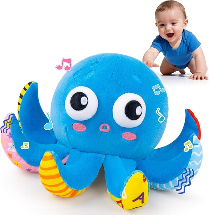 Baby Toys 6-12 Months, Musical Crawling Bouncing Dancing Octopus Plush Toys 12-18 Months, 50 Song... | Amazon (US)