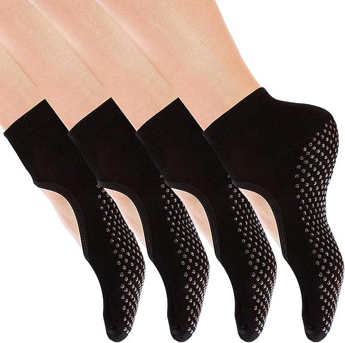 Yoga Socks Non Slip Skid Pilates Ballet Barre with Grips for Women by Cooque | Amazon (US)