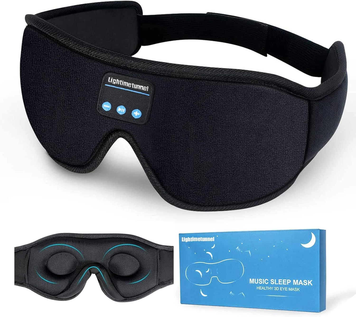 Sleep Headphones Bluetooth 5.0 Wireless 3D Eye Mask, Lightimetunnel Washable for Side Sleepers Wi... | Amazon (US)