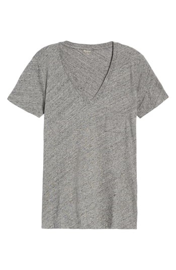 Women's Madewell Whisper Cotton V-Neck Pocket Tee, Size XX-Small - Grey | Nordstrom