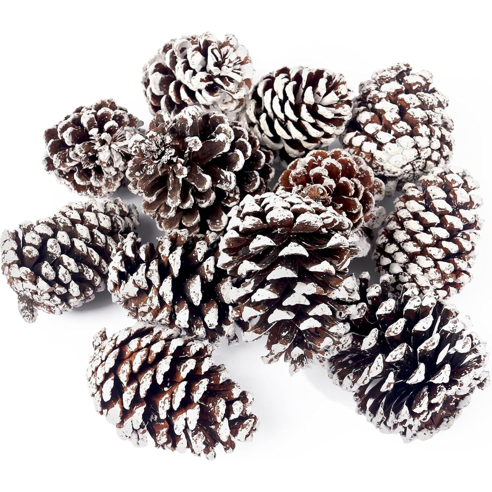 JOHOUSE 12PCS Large Snow-Dusted Pine Cones (3.5–5 in) – Natural Big Pinecones for Christmas T... | Amazon (US)