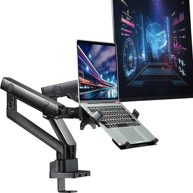 Amazon.com: AVLT Laptop and Monitor Stand - Mount 15.6" Notebook and 32" Monitor on 2 Full Motion... | Amazon (US)