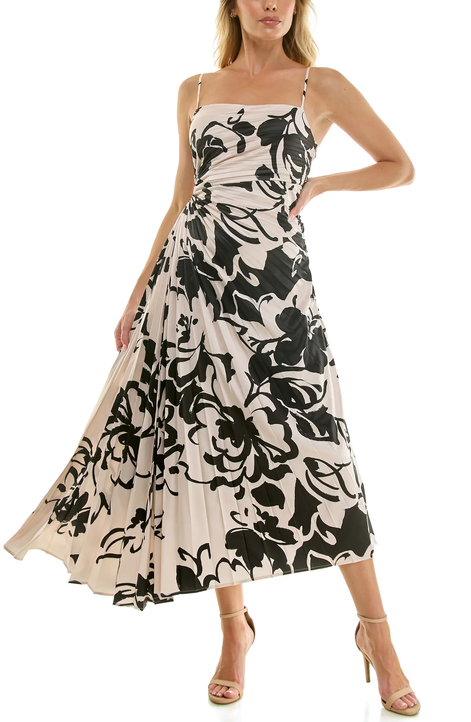 Socialite Floral Pleated Satin Dress | Nordstrom | Nordstrom