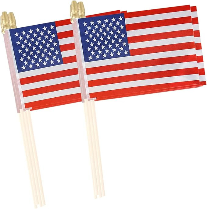 American Flag Mini Small US USA Handheld Stick Flags 4x6 Inch 12 Pack | Amazon (US)