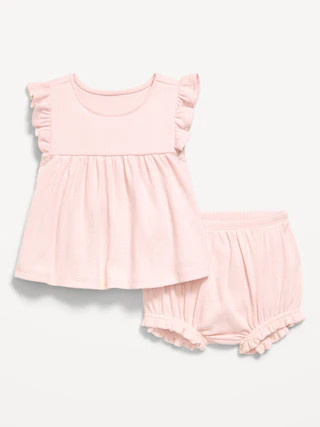 Ribbed Flutter-Sleeve Top and Shorts Set for Baby | Old Navy (US)