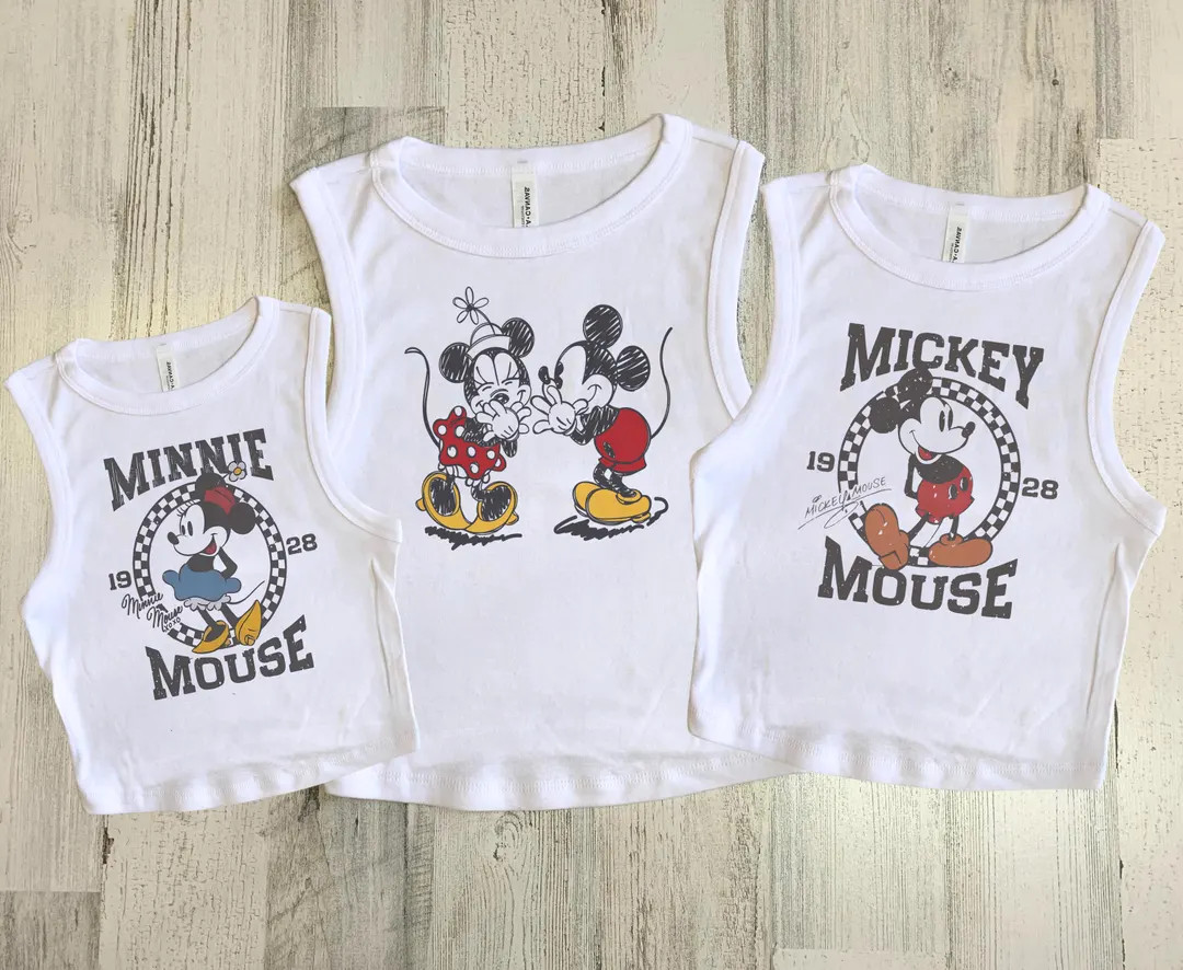 Mouse Crop Tank, Mickey Minnie Womens Tank, Retro Minnie baby tee, Retro Mickey Tank, Love Minnie... | Etsy (US)