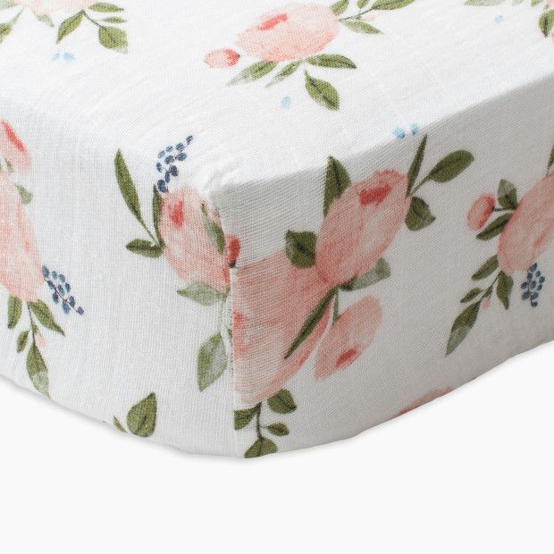 Little Unicorn Cotton Muslin Crib Sheet in Watercolor Roses | Babylist