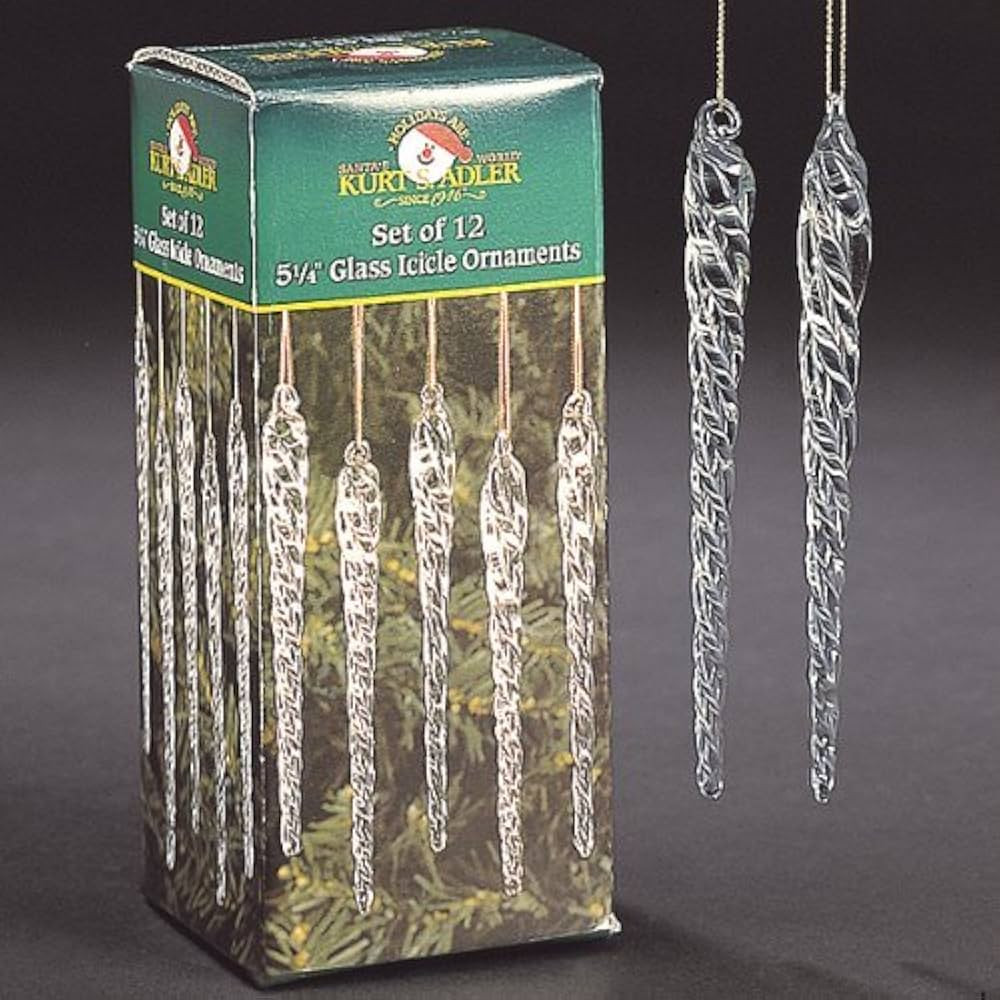 Kurt Adler 5-1/4-Inch Glass Icicle Ornament 48-Piece Box Set, Christmas | Amazon (US)