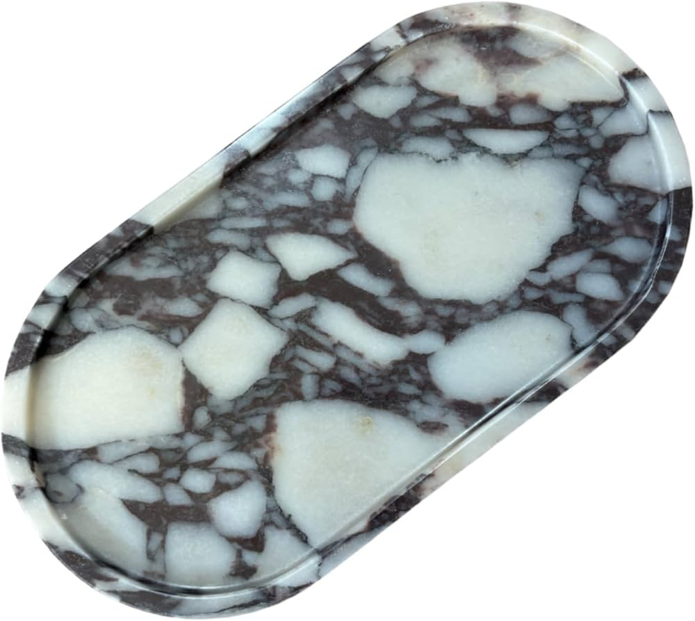 Natural Marble Stone 11.8 inches Oval Catchall Tray Classics Sundries Storage Jewelry Plates (Cal... | Amazon (US)