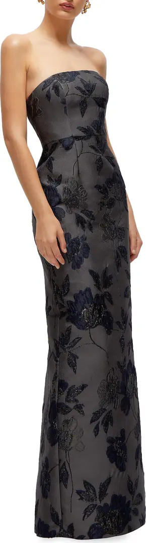Metallic Floral Jacquard Strapless Sheath Gown | Nordstrom