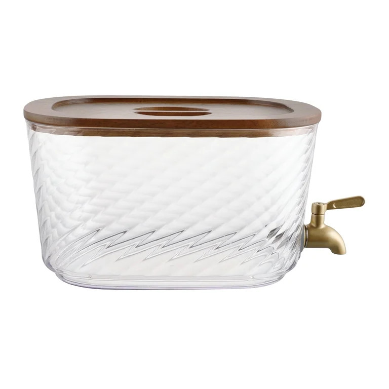 Beautiful 1.5-Gallon Acrylic Swirl Stackable Dispenser with Wood Lid, Clear by Drew Barrymore | Walmart (US)