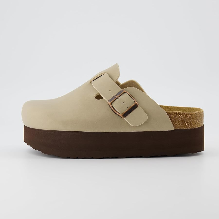 CUSHIONAIRE Women's Loom Cork Footbed Platform Clog - Comfortable Vegan Leather, Arch Support, Wi... | Amazon (US)