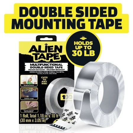 Alien Tape Double Sided Mounting Tape Heavy Duty Nano Two Sided Tape Clear Adhesive Grip, 1 Roll, 1.18 in x 10 ft | Walmart (US)