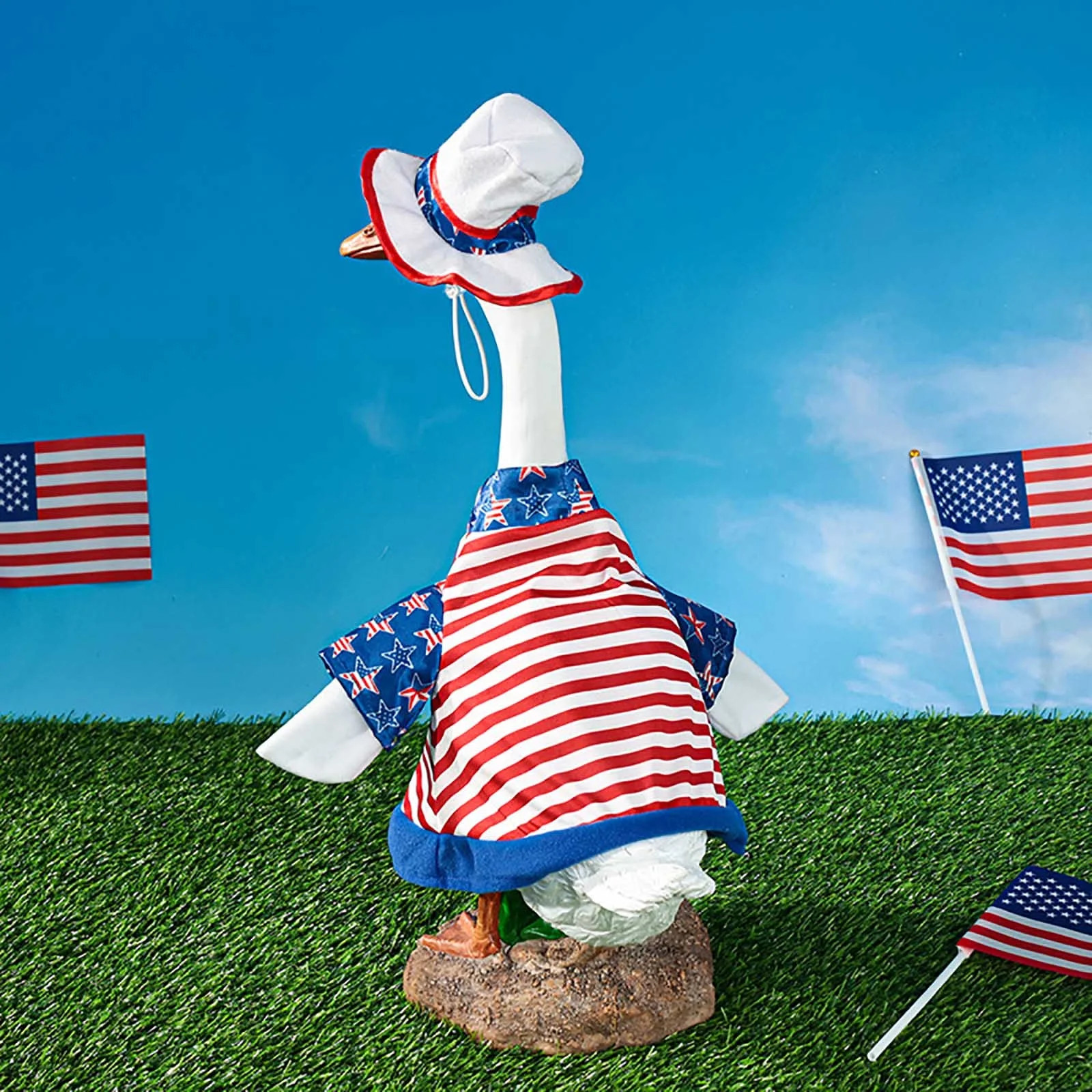 Sruoe Patriotic USA Porch Goose Outfits, Porch Goose Clothes, 4th of July Decorations, Duck Sculp... | Walmart (US)
