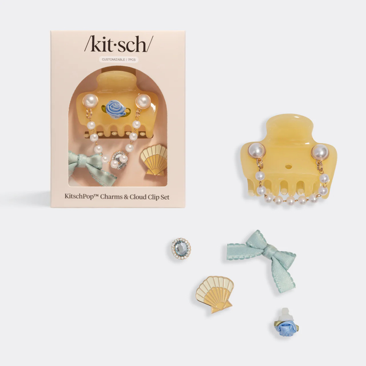 KitschPop™ Coastal Cottage Cloud Clip Set in Butter Yellow | Kitsch
