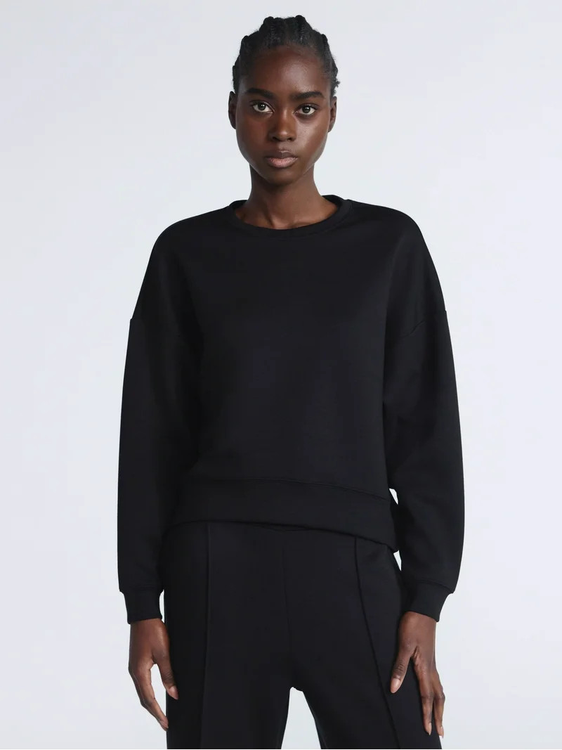 Scoop Women's and Women's Plus New Scubaknit Cropped Sweatshirt with Drop Sleeves, Sizes XS-4X | Walmart (US)