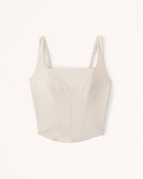 Crepe Scoopneck Corset Top | Abercrombie & Fitch (US)
