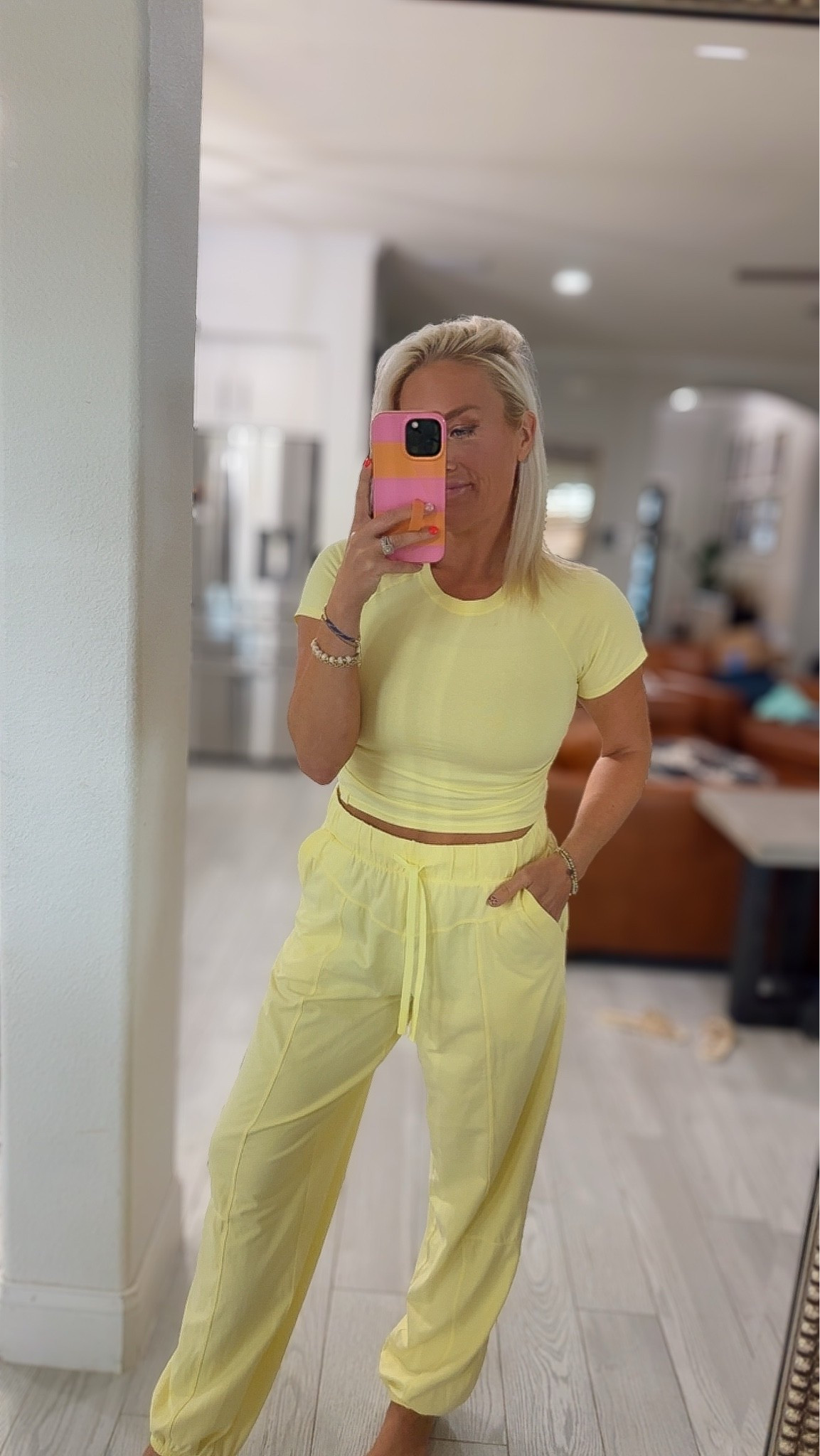 Grab this set for 40% off , ends tonight 
Top / small
Pants / medium