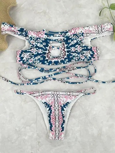 Printed Off The Shoulder Bikini Set | ZAFUL (Global)