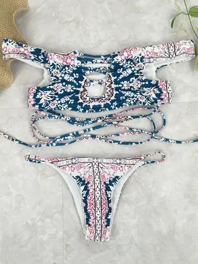 Printed Off The Shoulder Bikini Set | ZAFUL (Global)