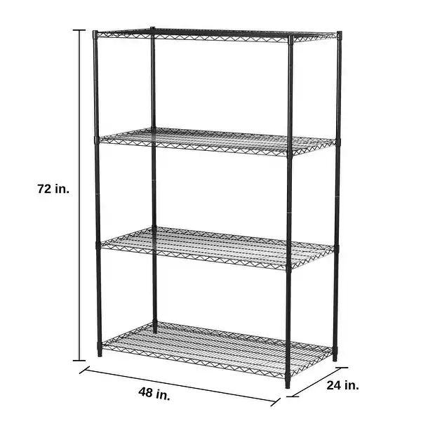 TRINITY 4-Tier 48" x 24" x 72" Black Commercial Shelving Rack, NSF Certified | Bed Bath & Beyond