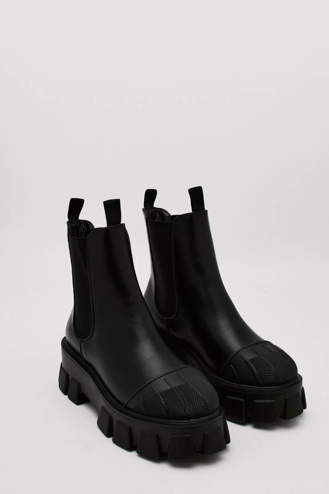 Faux Leather Cleated Chelsea Boots | Nasty Gal (US)