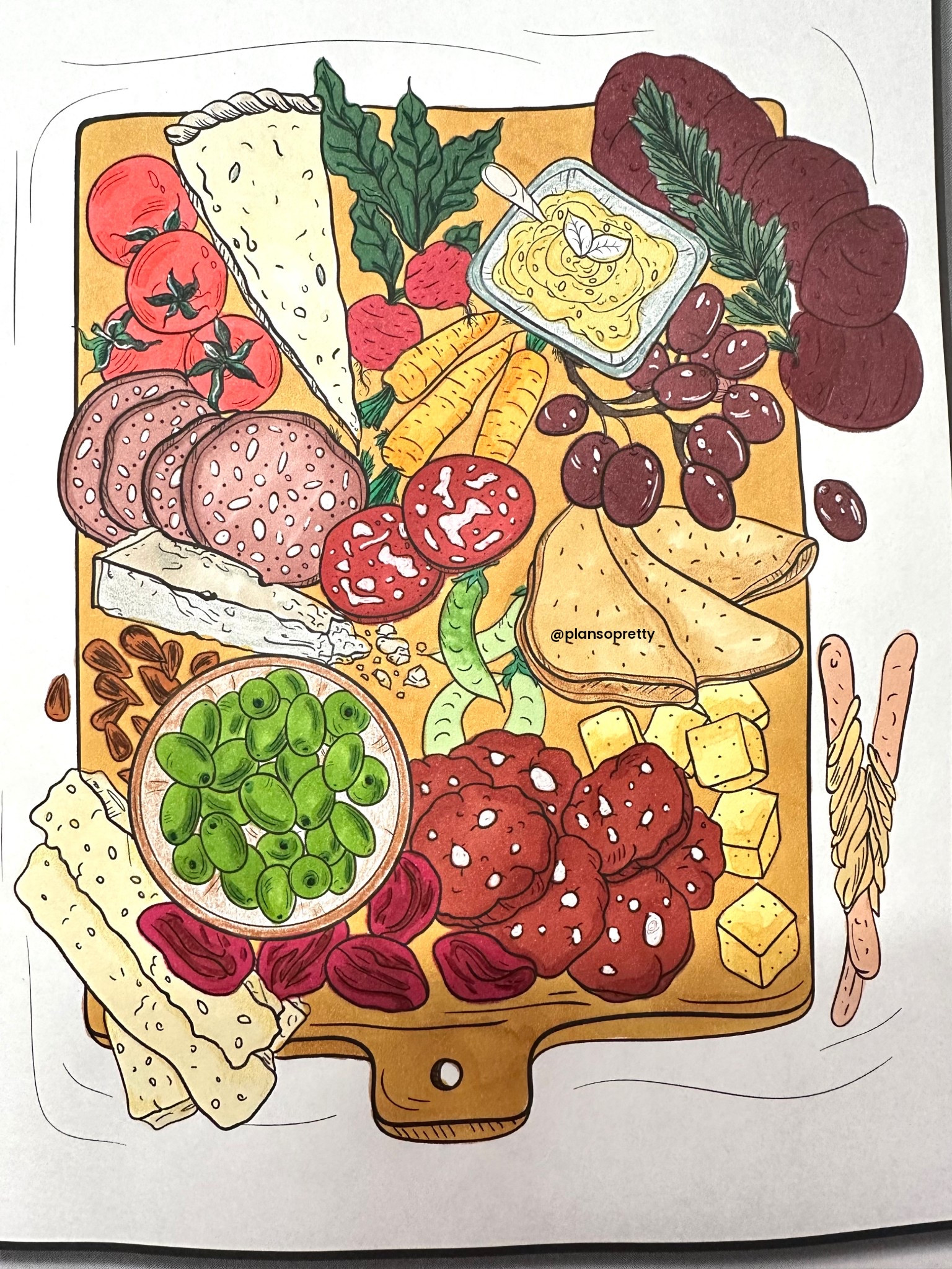 Theme of the month is food! Changed things up with a new type of book! This charcuterie board looks soo good 🧀 from Delicious Food! Books linked in bio and stories #deliciousfood #jadesummer #jadesummercoloring #adultcoloring #charcuterieboard #foodie #adultcoloringbook #adultcolouring #brie #coloringbookartist #worldofcolorists #coloringforadults #charcuterie #charcuteriespread

#LTKSeasonal #LTKHome #LTKFindsUnder50