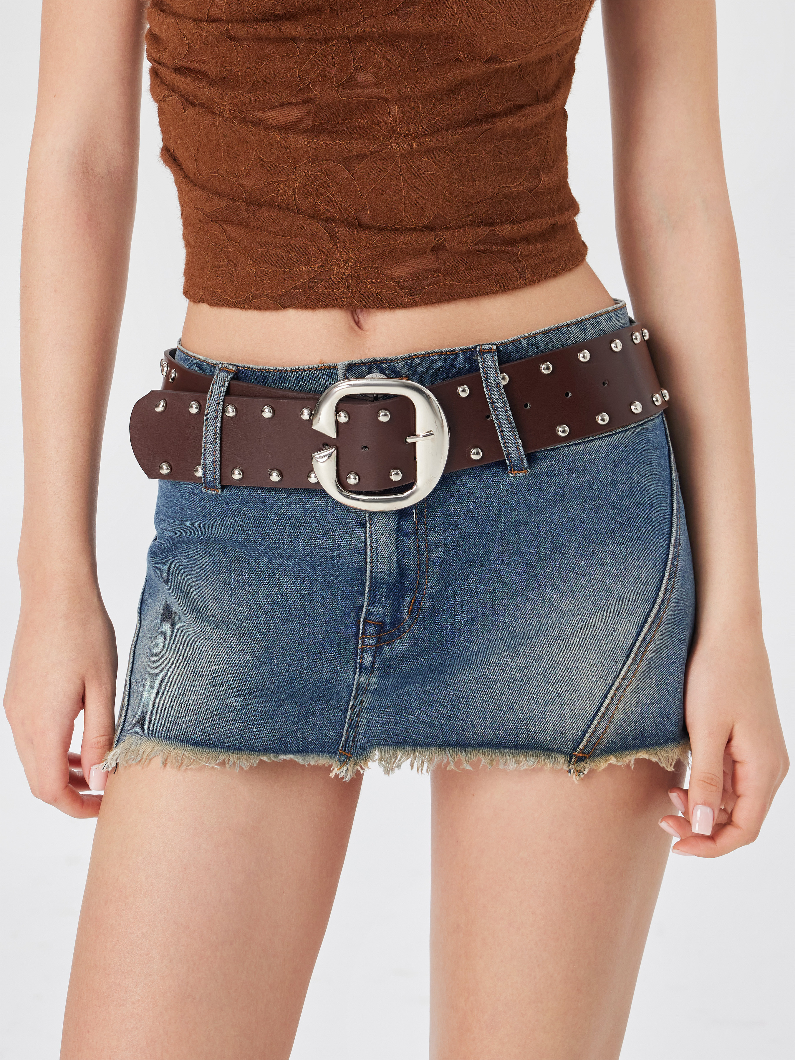 STUD WIDE BUCKLE BELT For Music Festival/Live House | Cider