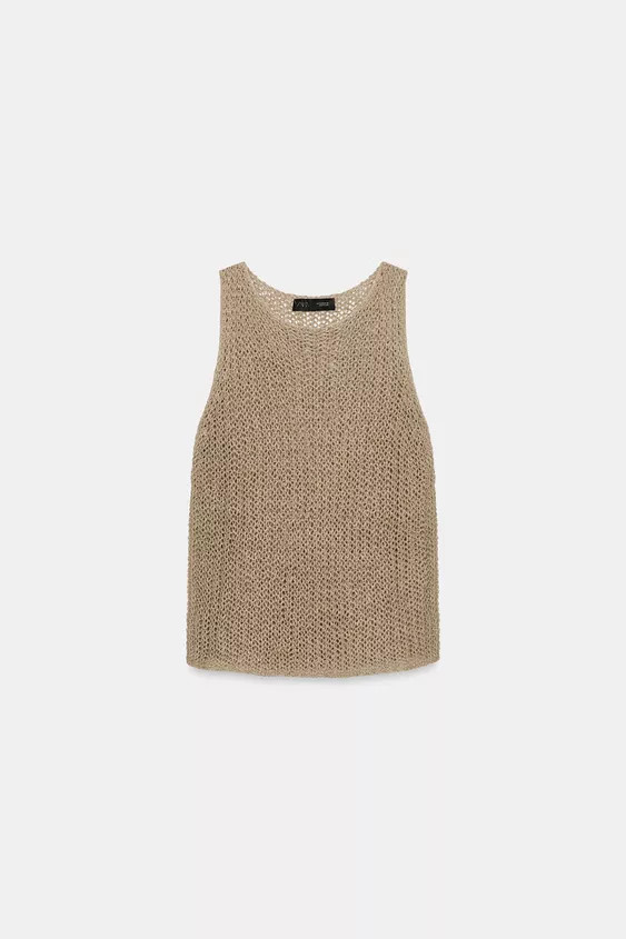 100% LINEN OPEN-KNIT TOP | Zara US