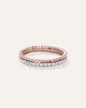 14K Gold Diamond Beaded Double Stack Band | Quince